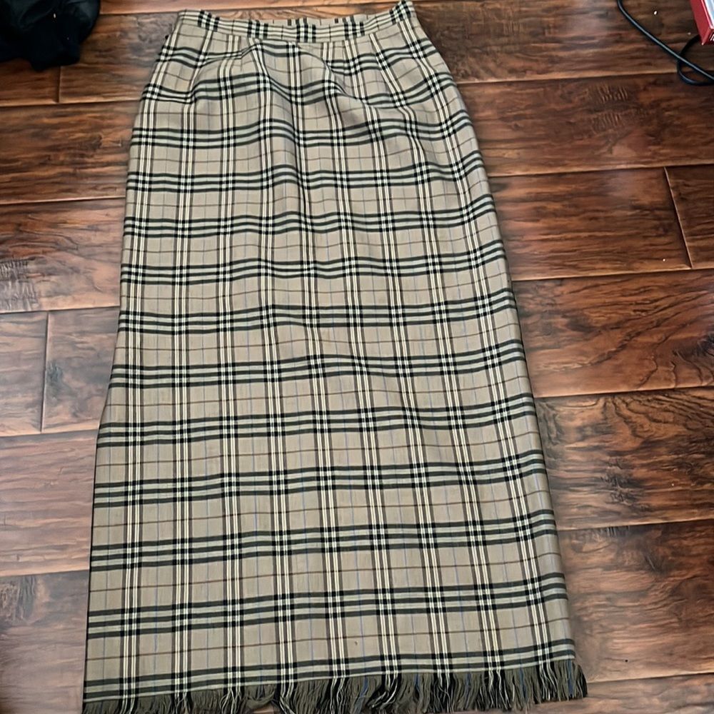 Vintage Rafaella Wool Plaid Fringe Skirt Boho Feminine Casual Slit Academia - Picture 2 of 9